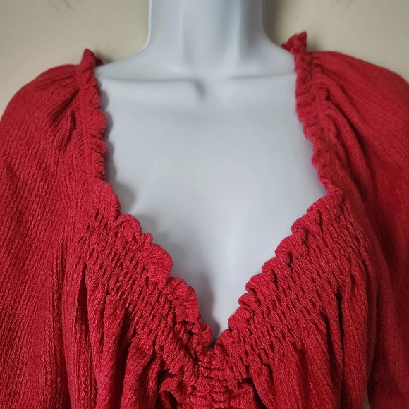 Anthropologie Pilcro | Puff-Sleeved Cinched Waist Top in Rose/Tyrie - Size XL - Picture 5 of 13